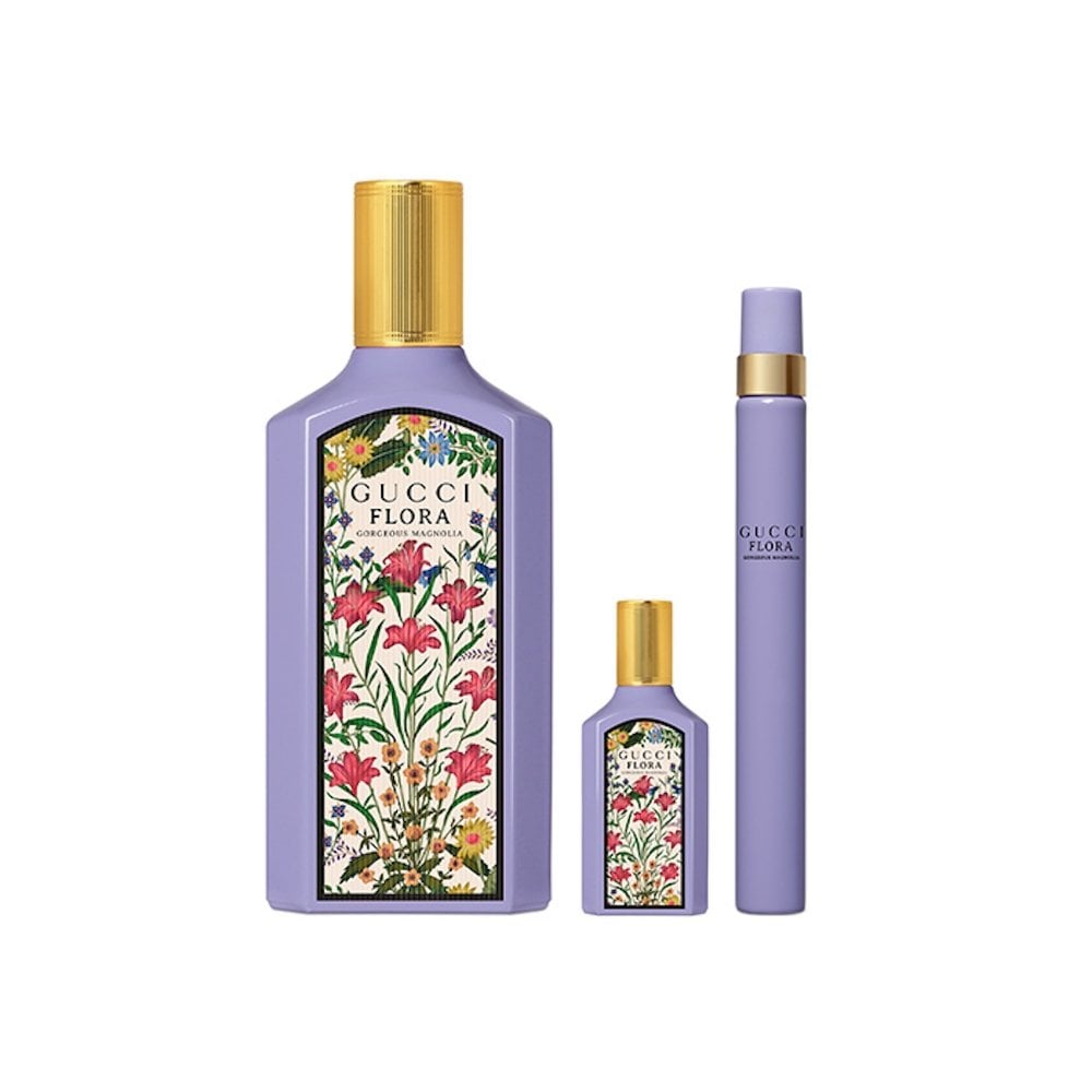 Gucci Flora Gorgeous Magnolia Eau de Parfum for Women Gift Set (EDP 100ml + Mini 5ml + Travel Spray 10ml)