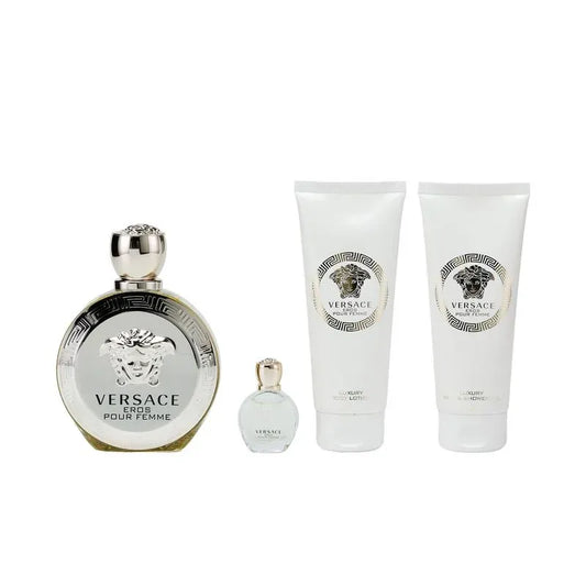 Versace Eros Pour Femme Eau de Parfum for Women Gift Set (EDP 100ml + Body Lotion 100ml + Shower Gel 100ml + Beauty Case)